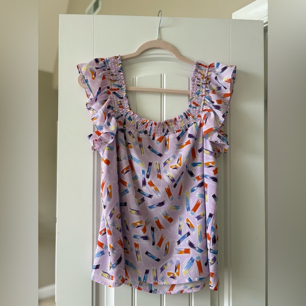 Joy Joy - Lavender Ruffle Sleeve Tank Top